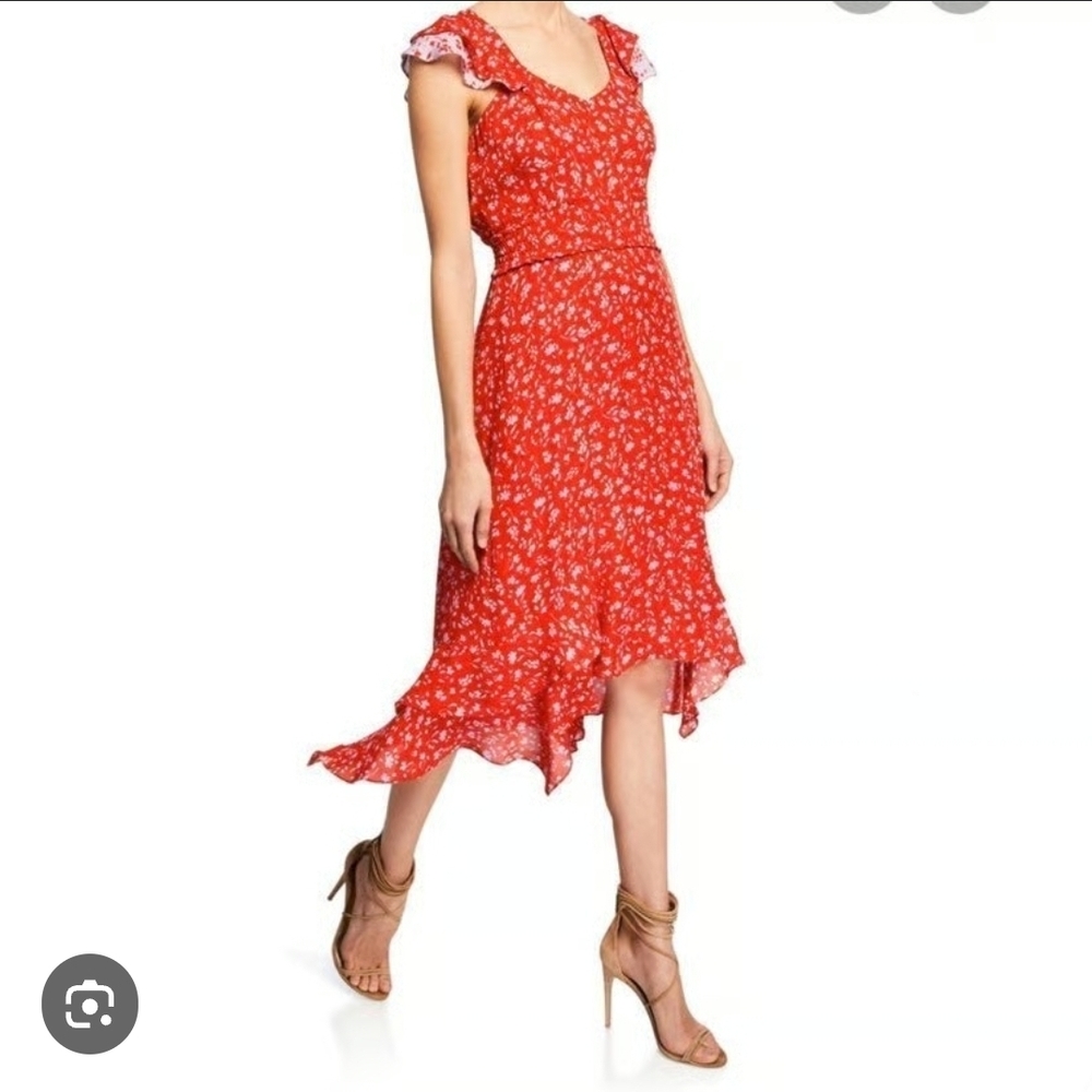 Parker Red Asymmetrical Ruffled Sundress